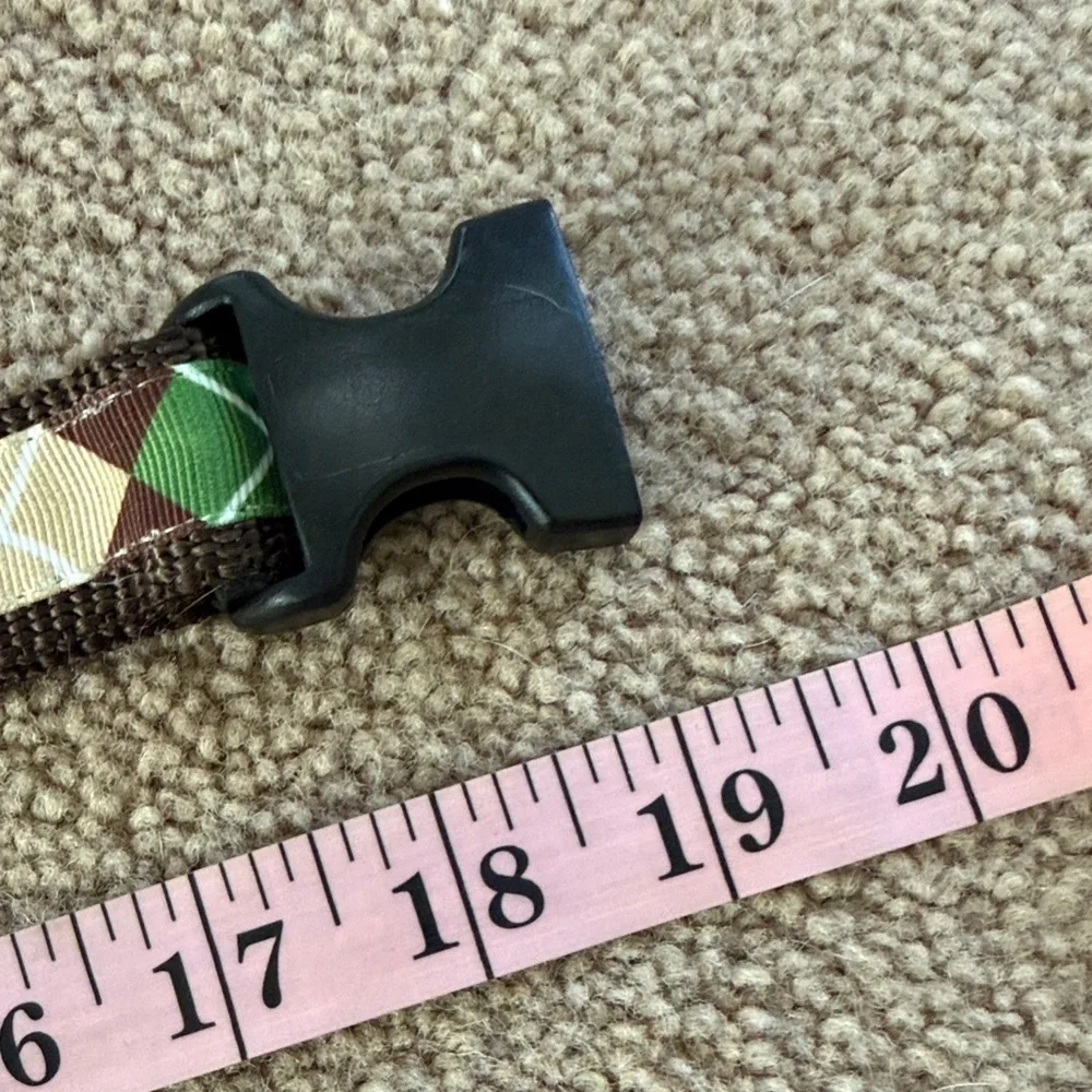 Brown Argyle Dog Collar with Red, Green & Tan Accents